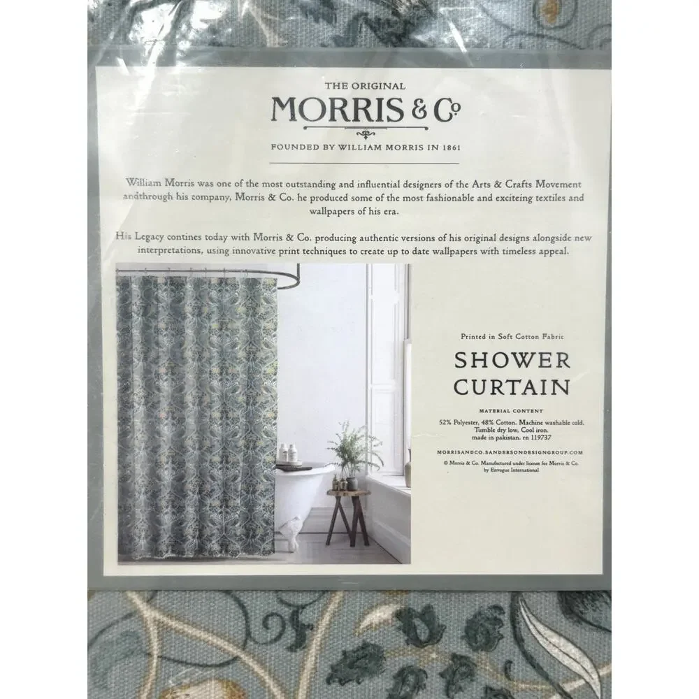 William Morris & Co Shower Curtain 72x72” Green Seasons By May Botanical Birds